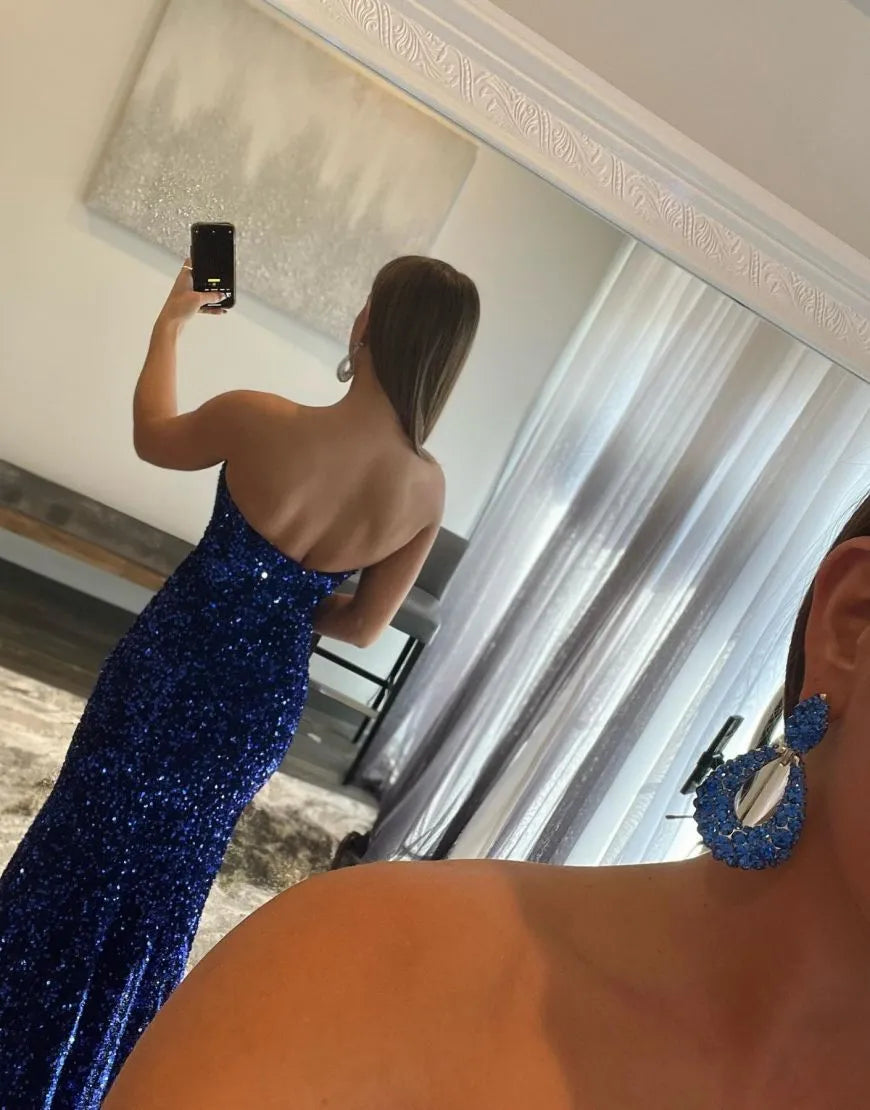 Wholesale Mermaid Glitter Off-the-Shoulder Backless Prom Dress With Sequins prom dresses with long sleeves